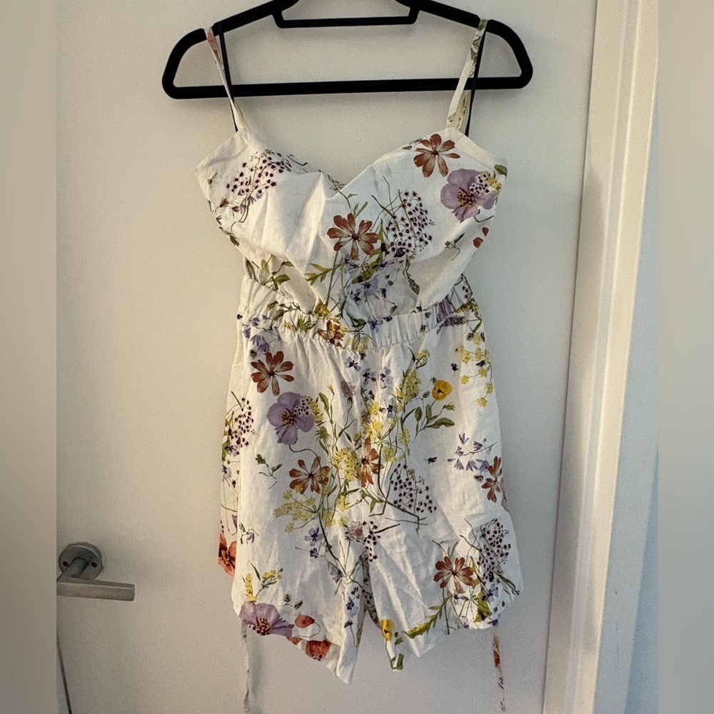 H&M Floral Print Jumpsuit - White and Multicolor